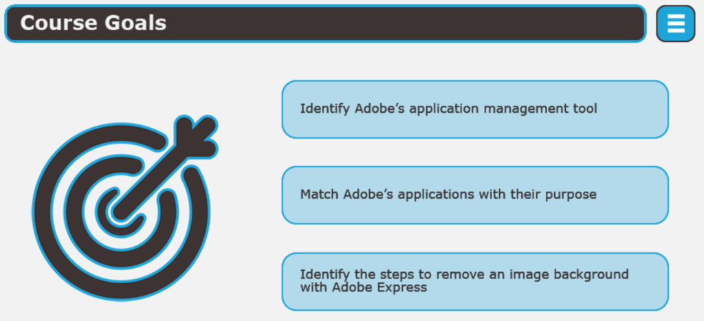 Introduction Screen for Adobe Tools Course